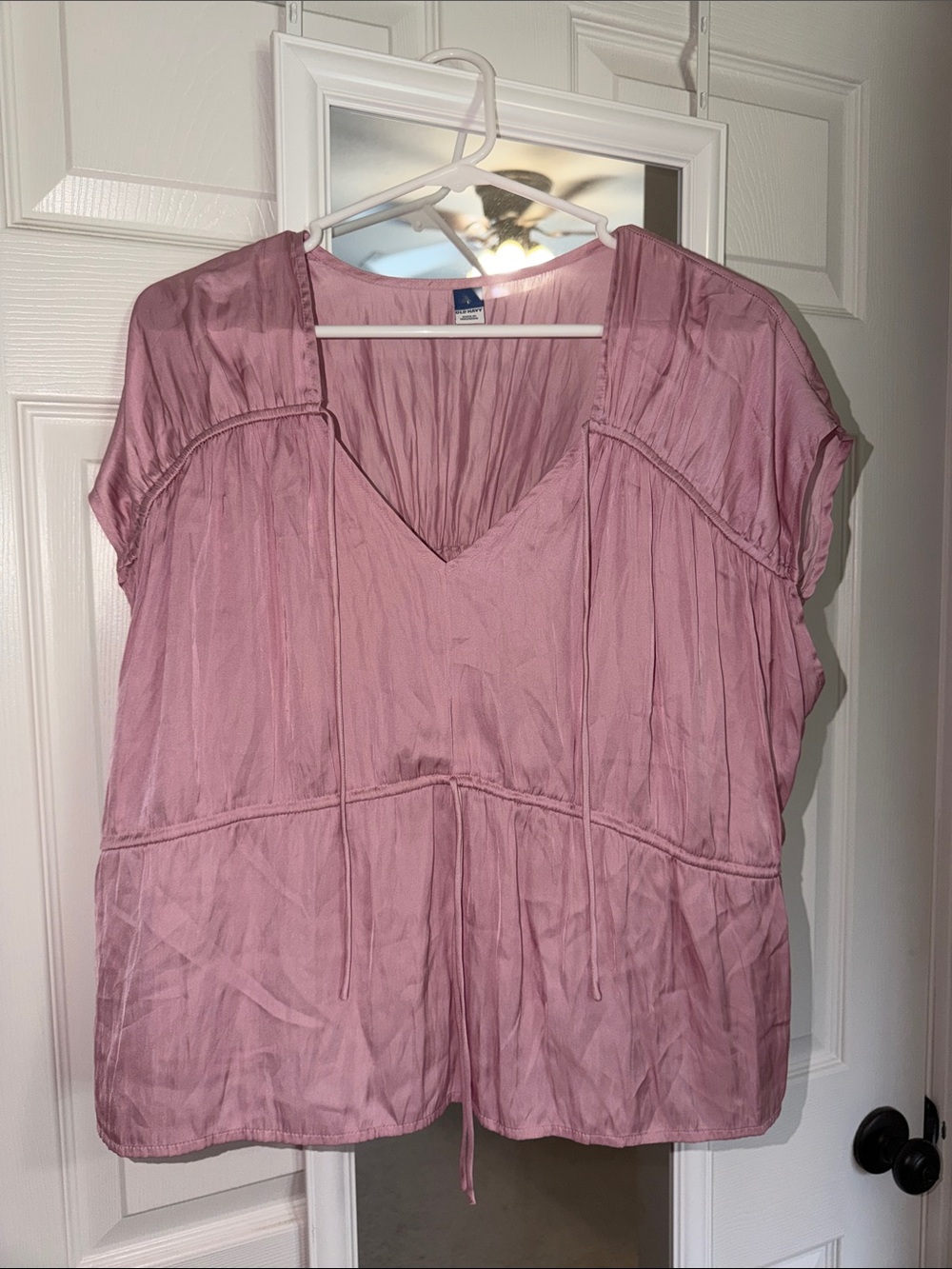 Old Navy Dusty Rose V-Neck Short Sleeve Blouse